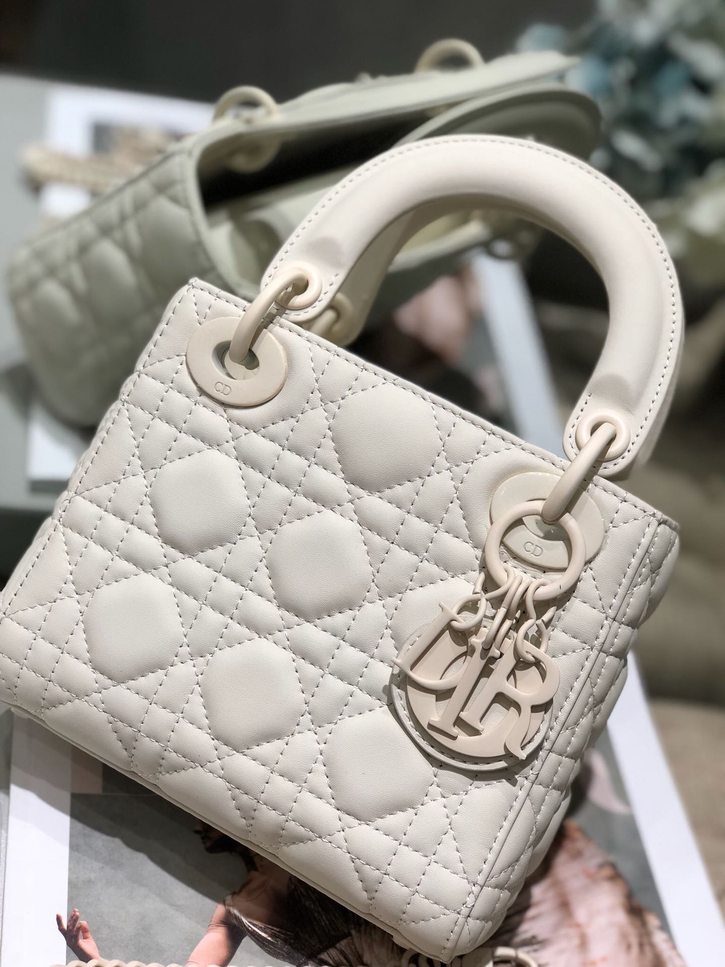 Mini Lady Dior Bag Latte Ultramatte Cannage Calfskin